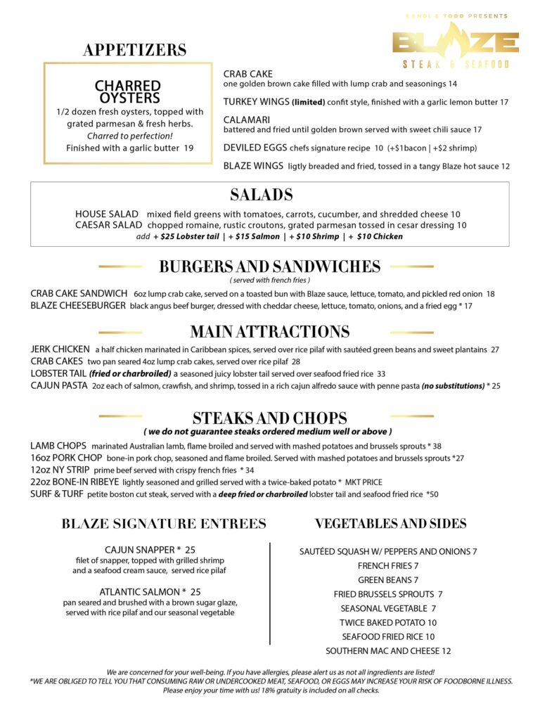 Dinner Blaze Steak & Seafood